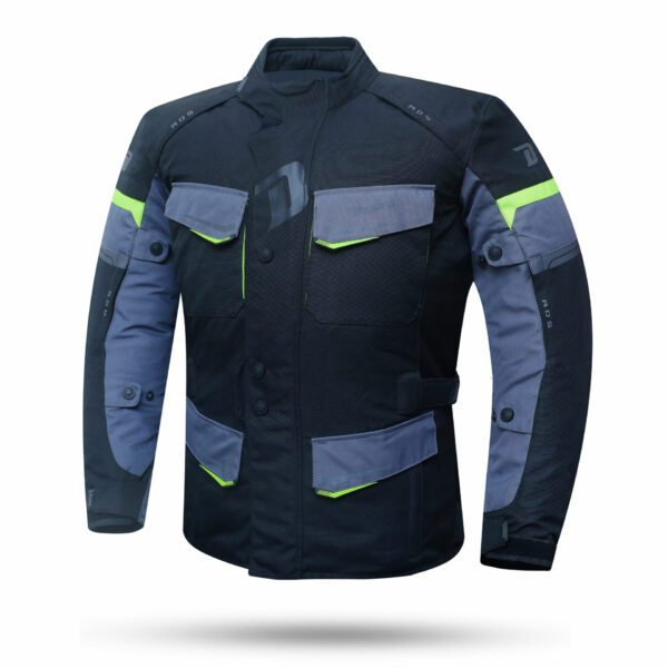 Chaqueta Travel Hombre Negra, Gris y Fluor